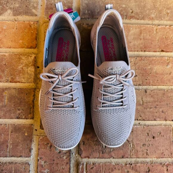 Woman's Stretch Fit Grey Laced Shoes - Picture 3 of 8